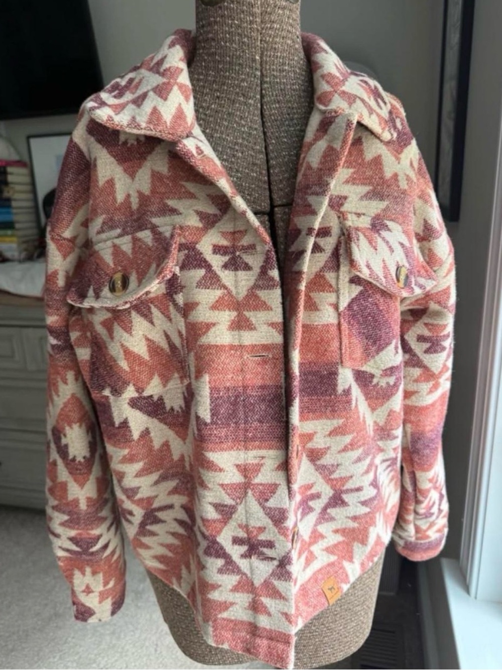 Simply Southern Aztec Utility Jacket in Pink & Cream
